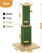PAWZ Road 32" Large Cat Scratching Post, Vertical Carpet Cat Scratcher | Green Heavy Duty Cat Post with 16x16”Large Base Covered Strong Carpet Scratcher and Cat Toy Ball for Adult and Indoor Cats
