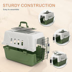 18-Inch 2-Door Top Loading Cat Carrier, Plastic Dog Crate Hard-Sided Dog Travel Carrier for Small Dogs and Cats, Ventilation and Security Lock Design for Pets up to 10 lbs (Green)
