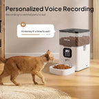 VOLUAS Automatic Cat Feeder, 4L Timed Dry Food Dispenser for Cats & Dogs | Programmable Portion Control, Up to 4 Meals Daily, Dual Power Supply, Power-Off Memory, 10-Second Voice Recorder