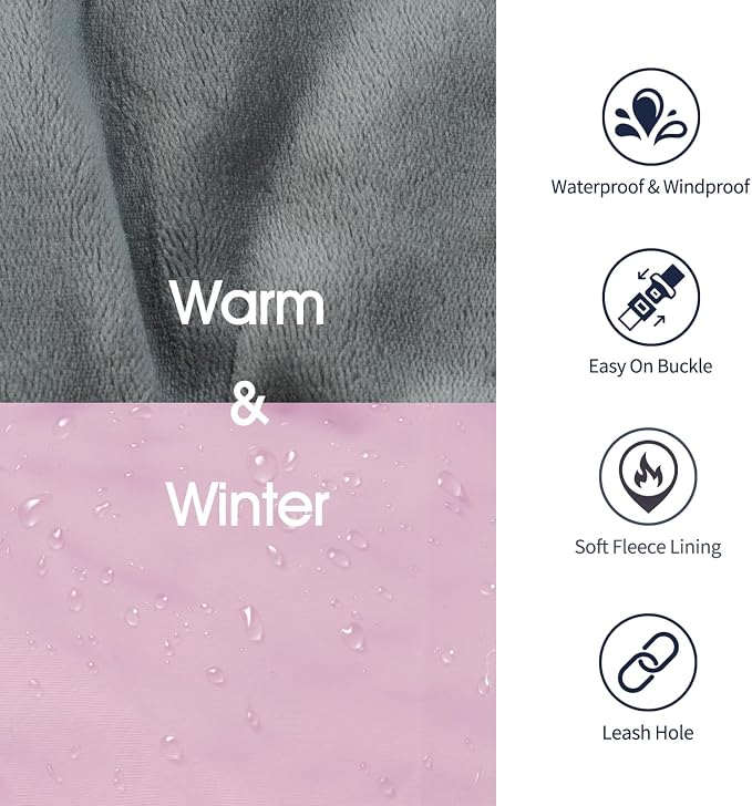 IECOii Dog Coat for Large Dogs, Reflective & Adjustable Turtleneck Jacket with Buckle, Thermal Fleece Lined Dog Snowsuit for Cold Weather - Soft Dogs Winter Coat Windproof Warm Vest, Pink, L