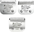 3 Pack Pet Grooming Clipper Blades with Ceramic Cutters, Sizes 10, 30 & 7FC, Silver, Compatible with Andis, Oster A5, Wahl KM10 A5 Style Dog Clippers