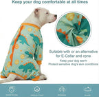 LovinPet Large Dog Pajamas, Four-Leg Stretch Onesie Bodysuit, Lightweight UV-Shielding Pajamas, Anti-Lick Calming Recovery Suit for Surgery, Pull-On for Medium and Large Breeds,Green Orange,XL