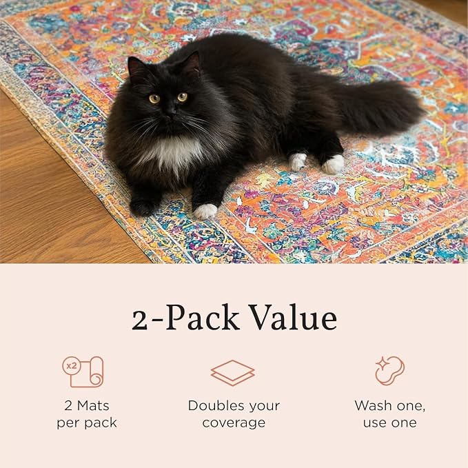 Lovewag Cat Litter Mat, Litter Box Mat, Rustic Terracotta, 36x48, 2 Pack | Washable litter mat cover, kitty litter mat & cat mat for litter box, litter trapping mat, prevents tracking, multi-cat