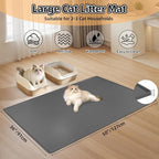 Silicone Cat Litter Mat 50" x 36" Cat Mat for Litter Box, Dark Grey | Extra Large Cat Litter Trapping Mat for Floor, Waterproof, Non-Slip Kitty Litter Box Mat with Raised Edge, Easy to Clean