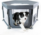 55x55x27.5 in Sturdy Dog Playpen Indoor, Heavy Duty Puppy Play Pen with Removable Zipper Top & Easy-Detach Washable Bottom, Secure Playpen for Dogs