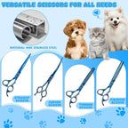 Professional Dog Grooming Scissors Set, 7 Inch/8 Inch Pet Grooming Scissors Chunkers Shears for Dog, Curved Dog Grooming Scissors, Thinning Shears for Dog with Grooming Comb | Pet Grooming Chunkers Shears for Dog, Curved Dog Grooming Scissors, Thinning...