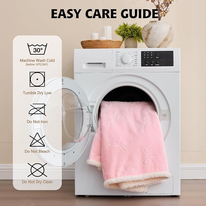Pet Blankets for Cats - Waterproof Cat Blanket Washable - Sherpa Fleece Puppy Blanket, Soft Plush Reversible Throw Protector for Bed Couch Car Sofa, 25"X30", Pink Bows