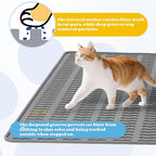 Cat Litter Mat, 47x35in Extra Large Litter Trapping Mat, Grey | XXL Cat Mat Fits 2-4 Litter Boxes, Silicone Litter Trapping Mat, Waterproof Raised Edges, Non-Slip Bottom, Easy Clean