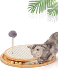 LMUGOOS Cat Scratcher, Cat Natural Sisal Scratching Pad, Kitten Interactive Toy with Ball Track Spring Ball for Chasing Hunting Mental Physical Exercise Puzzle | Cat Toys Spring Ball Turntable Indoor Entertainment Chasing Hunting Protecting Furniture S...