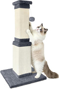 Cat Scratching Post for Indoor Cats, 32Inch Sisal Cat Scratcher | Wide Stable Base, Full-Body Stretching Cat Scratch Post, Heavy Duty Post for Cat Adults to Protect Furniture, Deep Gray