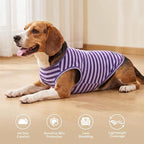 KYEESE 2Pack Dog Shirt, Soft Striped Dogs T Shirts, Lightweight Pet Tank Top, Sleeveless Dog Shirt for Small Dogs, Stretchy Comfortable Pet Vest, Purple, XL