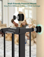 Babelio 36" Tall Baby Gate with Adjustable Cat Door, CatPrivilege I, 29-43" | Auto Close, Safety Gate for Stairs, Easy Walk Thru with Pet Door, Includes 4 Wall Cups and 3 Extension Pieces, Black