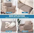 H.VERSAILTEX Plush Chenille Couch Armrest Cover 2 Packs Thick and Soft Sofa Covers Furniture Protector Cover for Pets (27.5" x 27.5", Cuban Sand)
