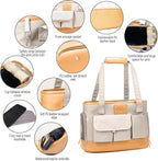 Dog Carrier, Cat Carrier, Pet Carrier, Foldable Waterproof Premium PU Leather Oxford Cloth Dog Purse, Portable Tote Bag Carrier for Small to Medium Cats and Small Dogs