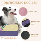 Comfort Expression Orthopedic Dog Bed for Extra Large Dogs with Bolster | Waterproof Dog Couch Bed with Washable Cover & Non-Slip Bottom, Supportive Egg Crate Foam XL Pet Bed, 42x30 Inch