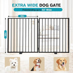 Snagle Paw Extra Wide Dog Gate,Free Standing Dog Fence with Door, Up to 52 Inch Wide Pet Gate with Support Feet for Stairs, Hallways, Doorways, Yard (Black, 2 Panels)