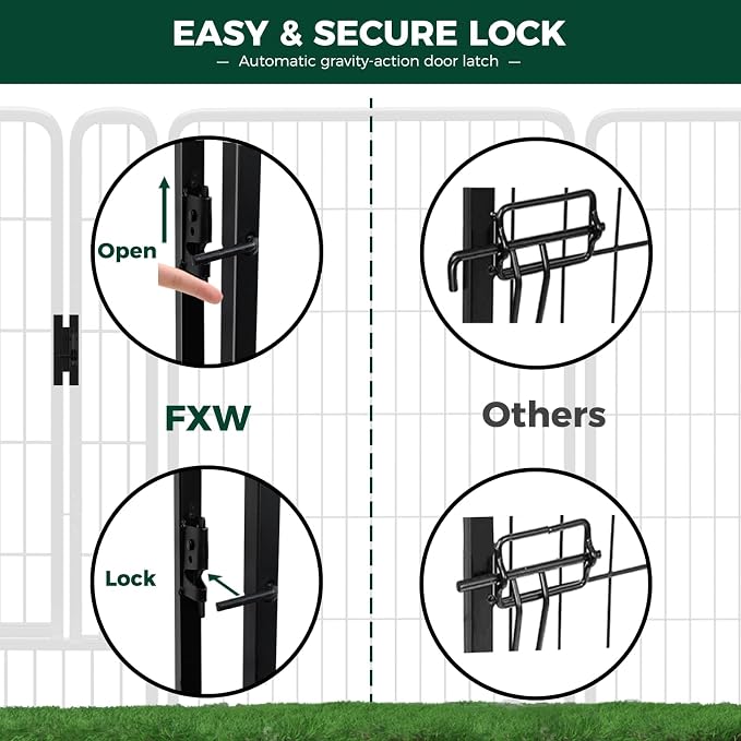 FXW Rollick Dog Playpen, Indoor, Yard & RV Camping, 32" H, 48 Panels | Easy setup, Heavy-duty, DIY layouts, for Small & Medium Dogs, Patented
