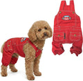 Parisian Pet Red Dog Overalls - Route 66 Denim Dog Clothes - Breathable Sling Puppy Jumpsuit - Durable and Trendy Overalls for Dogs - Comfortable Jeans Dog Clothes for Large Dogs - Classy Pet Apparel