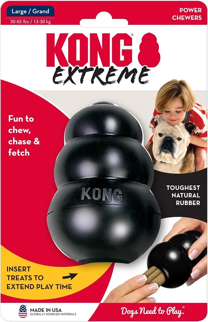 KONG Extreme Dog Toy - Fetch & Chew Toy - Treat-Filling Capabilities & Erratic Bounce for Extended Play Time Most Durable Natural Rubber Material - for Power Chewers - for Large Dogs (Pack of 2)