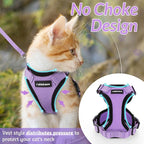 rabbitgoo Cat Harness and Leash Set, Escape Proof Vest, Light Purple | Soft Breathable Mesh, Easy Adjustable Fit, Snap Buckles, Sturdy Clip, Reflective Strips, for Small & Average Cats Walks, Xs