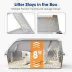Stainless Steel Litter Box with Lid, Kitten Metal Cat Litter Boxes High Sided Enclosed for Small Cat and Injured Cats Rabbit, Anti-Urine Leakage | Non-Stick Bottom & Includes Scoop