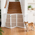Dog Gate Indoor, Freestanding Dog Fence for The House, Doorways, Hallways,or Stairs,Pet Gate Foldable Wooden,Expandable 32" Height 4 Panels,White