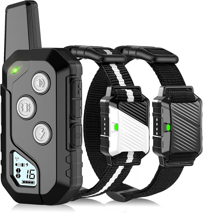 Shock Collar for Dogs, Dog Training Collar with Remote Control for 2 Dogs, 3 Training Modes with Beep, Vibration and Satic, Waterproof, Rechargeable for Large Medium
