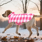 ASENKU Reversible Dog Winter Coat, Dog Jacket for Small Medium Large Dogs | Windproof Plaid Fleece Lining for Cold Weather, Water-resistant Outer Shell, Puppy Puffer Vest with Leash Hole, Pink M