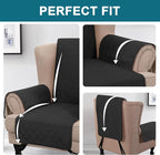 Turquoize 100% Waterproof Wing Chair Cover Wing Armchair Slipcovers Chair Couch Protector Triple Non-Slip Sofa Slipcover for Wing Chair Furniture Protector for Pets, Kids,Dog (Wing Chair, Black)