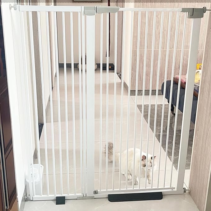Rgqphantom 41" Tall Safety Pet Gate,Adjustable 30.5"-48" Wide(White) | Auto Close Cat Gate Suitable for Stairs,Doorways,White, Pet Safety Barrier