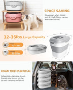 30-35 Lbs Dog Food Storage Container Collapsible Dog Food Container | Large Pet Food Storage with Airtight Lids,Wheels,Scoop and 2Pcs Food Storage Containers,Keep Food Fresh for Dog,Cat