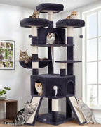 Cat Tree, 81.1" Tall Heavy Duty Cat Tower for Large Cats VCT032G | Cat Furniture with 3 Wide Platforms, Diamond-Shaped Condo 2 Sisal Scratchers, Hammock & Stable Base, Smoky Gray