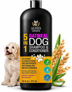 Oatmeal Dog Shampoo and Conditioner for Itchy Skin Relief 16 fl oz | 5-in-1 Puppy Shampoo for Sensitive Skin | Clean, Condition, Deodorize & Detangle | Dog Wash for All Breeds | ALFIE'S CHOICE