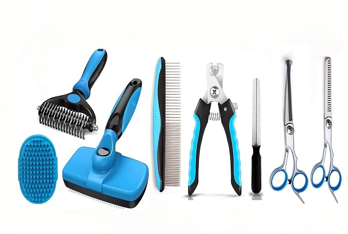 Dog Brush for Shedding,Deshedding Slicker Undercoat Rake Brush for Dog,8PCS | Cat Deshedding Brush,Dematting Tools for Dogs,Dog Comb,Nail Clipper for Short or Long Haired Dog Cat Rabbit Grooming At Home