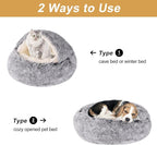Dog Beds for Small Dogs, Cat Bed Cave, Washable Cute Cat Bed, Cozy Nook Pet Bed for Dogs or Cats, Anti-Slip Puppy Bed Fits up to 22 lbs Pets(Grey, 24" x 24")