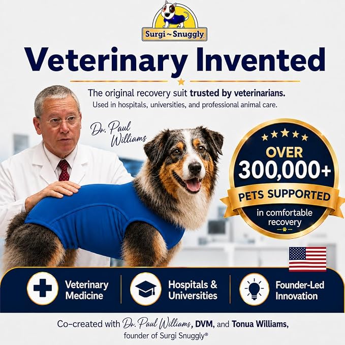 SurgiSnuggly Veterinary Invented Dog Surgical Recovery Suit for Female Spay or Male Dogs Neuters Onesie,Cone Alternative, Original Onesie Bodysuit for After Surgery Small, Medium, Large Dogs BL 2XL S