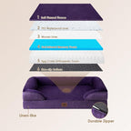EHEYCIGA Orthopedic XXL Dog Bed, Waterproof Washable XL Big Pet Bed 52" | Non-Slip Bottom and Egg-Crate Memory Foam Extra Large Pet Couch Bed with Washable Removable Cover, Purple