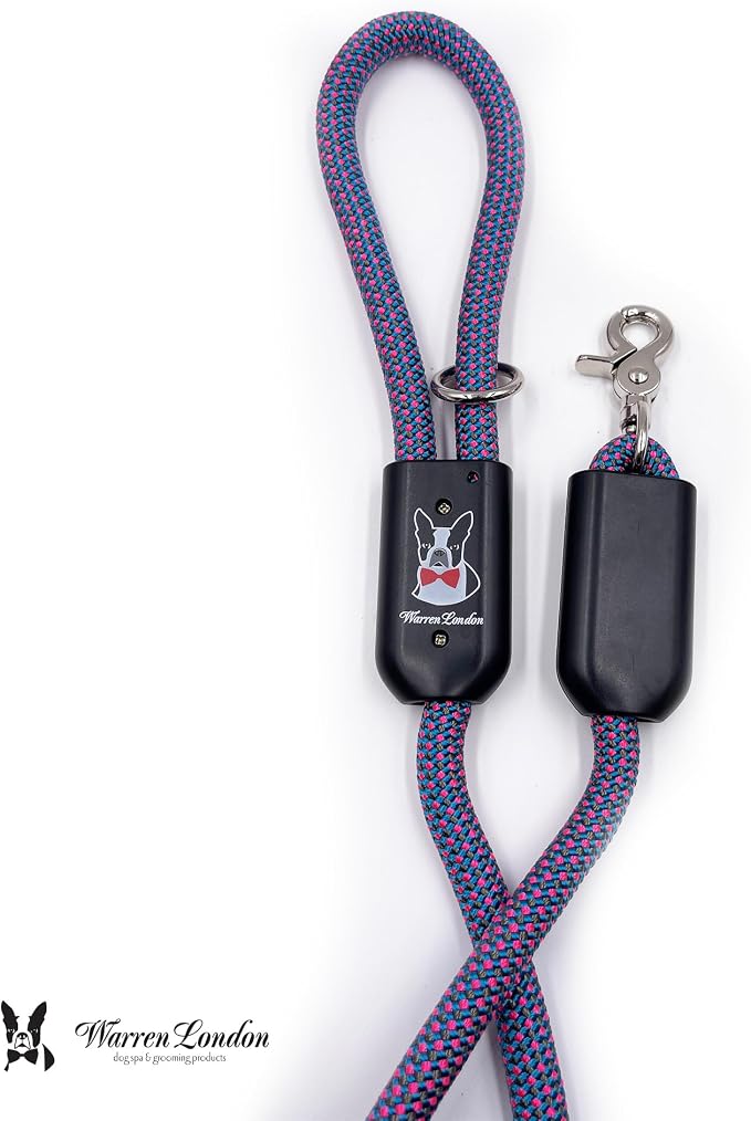 Warren London Climbing Rope Dog Leash | 5ft Length with Options for Reflective | Ergonomic Grip Comfort Control and Durability | Heavy Duty for Small Medium and Large Dogs | Purple