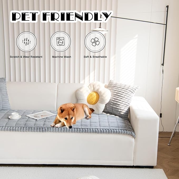 ZQFFB Couch Cover for Dogs Washable Non-Slip Pet Friendly Sofa Protector | Multiple Sizes Dog Blanket Fit Sectional Sofas & Loveseats, Prevents Pet Hair, Scratches & Stains