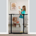 Fairy Baby 40.5" Extra Tall Baby Gate No Drill, 29.6"-40.5" Extra Wide Wide Dog Pet Gate Indoor, Metal Pressure Mounted Safety Child Kid Gate, Auto Close Pet Cat Proof Gate for Stairs Doorway, Black