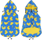HDE Dog Raincoat Poncho Double Layer Zip Rain Jacket with Removable Hood, Leash Hole for Small to 3XL Dogs and Puppies Ducks Blue - 2XL