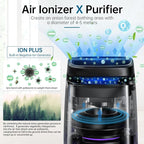 POMORON Air Purifiers for Home with Negative Ion and UV, MJ002H, Black | Negative Ion Function, UV Function, True H13 Filter, 8/12/24 hours Timer, Fragrance Diffuse
