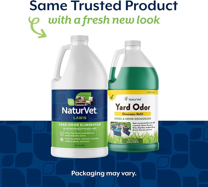 NaturVet Yard Odor Eliminator for Outdoor Dog Odors- 64 oz Refill | Yard Odor Eliminator for Dogs - Neutralize Stool & Urine Odors on Grass, Plants, Patios, Gravel, Concrete & More, Refill