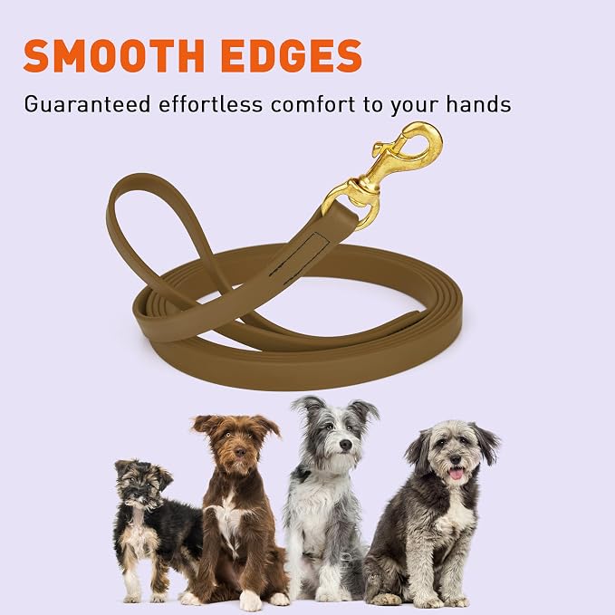 Viper Biothane K9 Working Dog Leash Waterproof Lead for Tracking Training Schutzhund Odor-Proof Long Line with Solid Brass Snap for Puppy Medium and Large Dogs, 33ft Coyote Brown