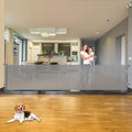 110" Extra Wide Baby Gate Retractable Dog Gate for Large Openings, Gray | Indoor/Outdoor Retractable Pet Gate, Space-Saving, Easy One-Hand Operation, Safety Lock, Scratch-Resistant Mesh, Easy Install