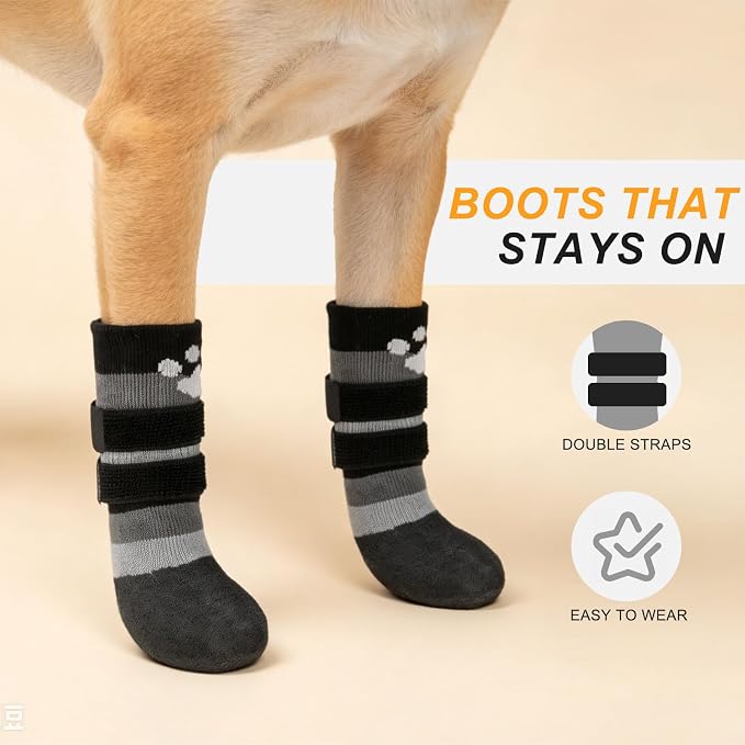BEAUTYZOO Dog Shoes for Hot Pavement, Waterproof Dog Socks to Prevent Licking Paws & Hardwood Floors, Dog Booties Paw Protectors with Adjustable Straps & Non-Slip Sole, Small Medium Large Dogs Boots