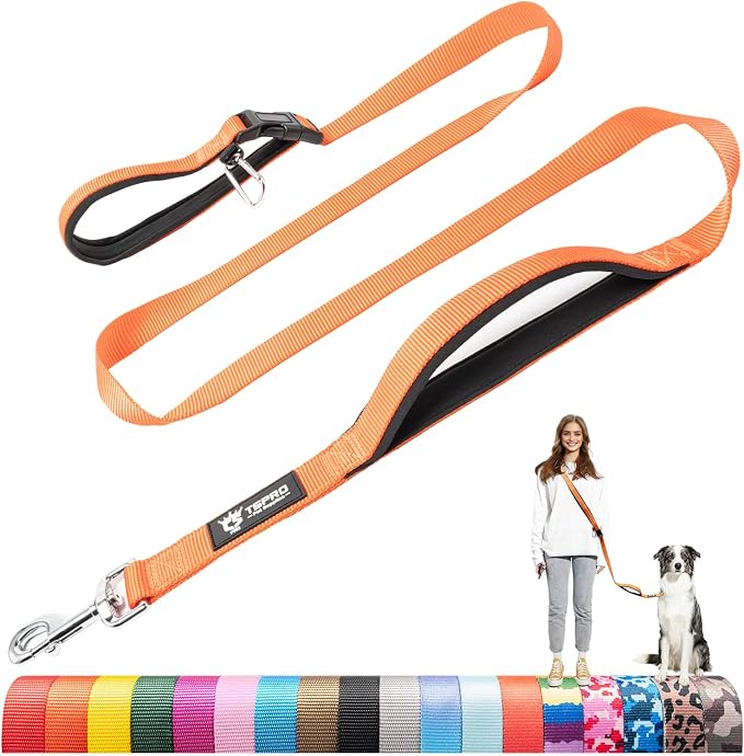 TSPRO 3-in-1 Heavy Duty Tactical Hands Free Dog Leash, Dual Padded Handles | Premium Dog Leash, Waist & Crossbody Wear, Metal Safety Clasp, Adjustable for Medium & Large Dogs, Walking & Running Training