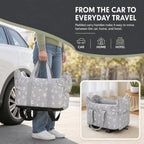 Center Console Dog Car Seat for Small Dogs 5-15 lbs, Gray | Portable Puppy Armrest Booster with Anti-Collapse Support, Washable Fluffy Cushion and Pillow,