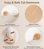 Cat Wall Hammock Set of 4, Floating Fabric Hammock, 2 Ladders, Flat Shelf | Reversible Hammock, Two Four-Step Ladders, Wall Flat Shelf, Space Saving,Wall Mounted Cat Bed Furniture, Indoor Playground
