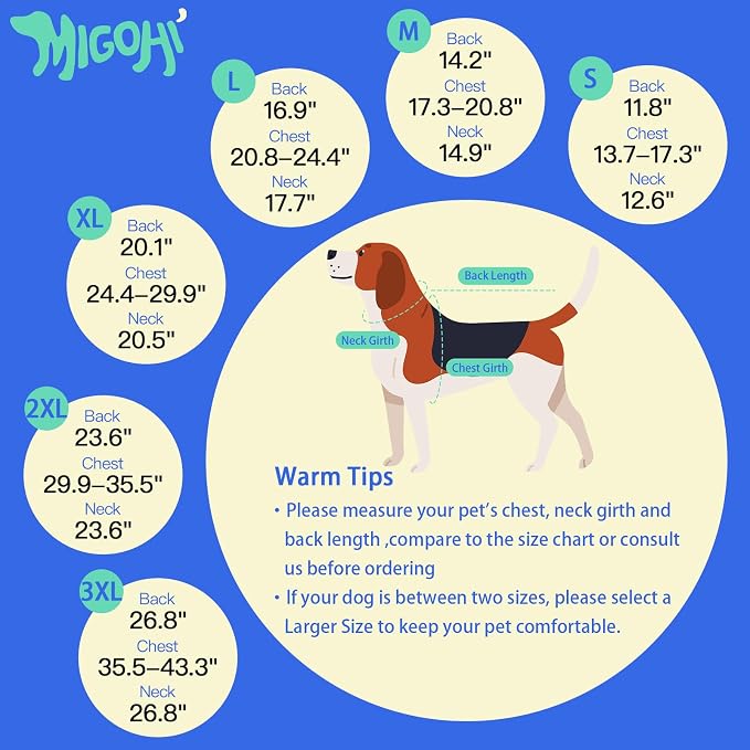 MIGOHI Warm Dog Coat Winter Dog Jacket,Waterproof Cold Weather Coats for Dogs,Fleece Jacket for Small Medium Large Dogs,Reflective Thick Fleece Vest with Leash Hole